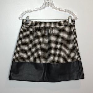 J Crew Houndstooth Mini with Fax Leather Hem